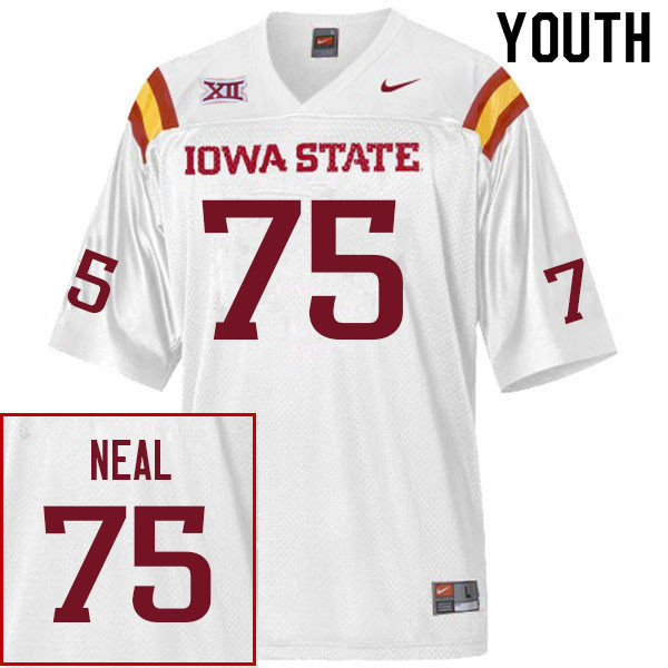Youth #75 James Neal Iowa State Cyclones College Football Jerseys Sale-White